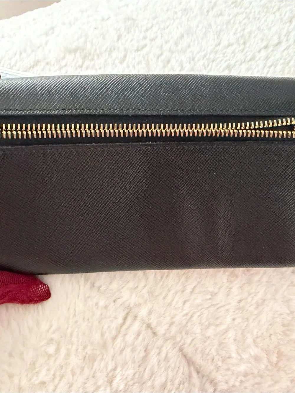 Prada Black Saffiano Leather Continental Wallet with Gold Logo (COA included)